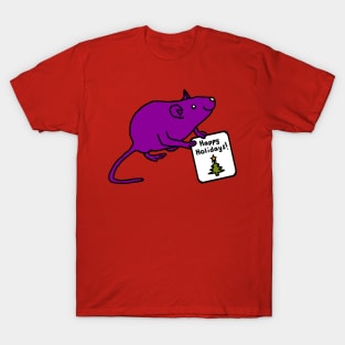 Cute Christmas Rat says Happy Holidays T-Shirt